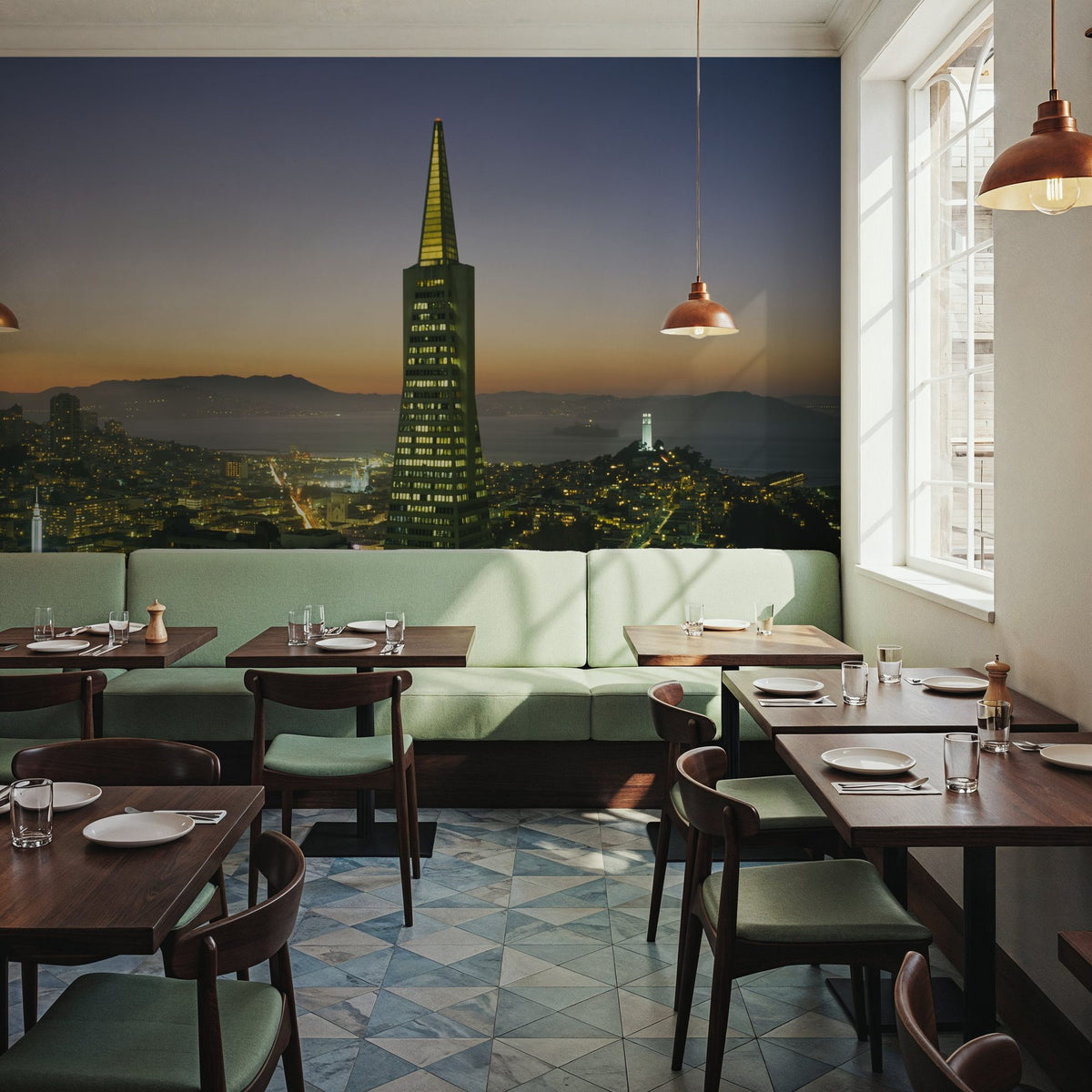 City Spire Sunset Mural Wallpaper - room preview 06