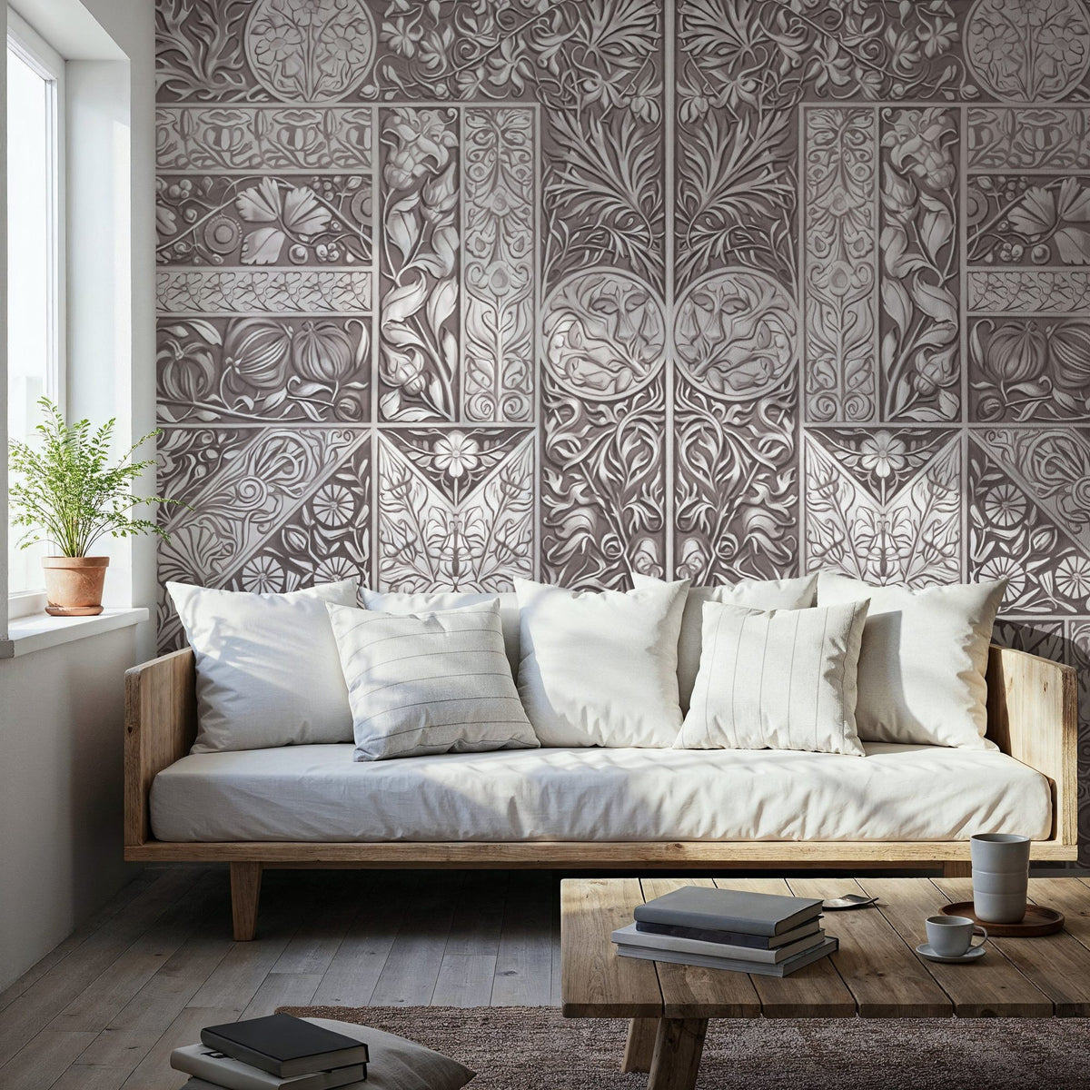Flower Collection, Mauve Mural Wallpaper - room preview 06