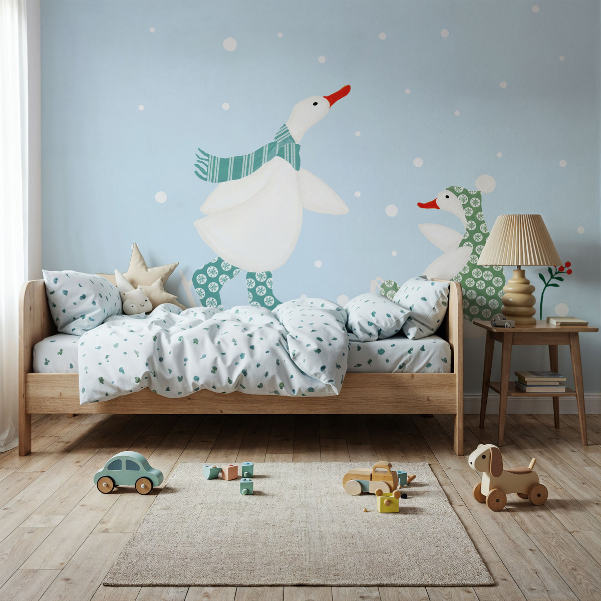 Ducks in the Snow V Mural Wallpaper - room preview 06