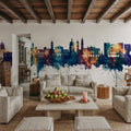 Nice France Skyline Blue & Bronze Mural Wallpaper - room preview 06