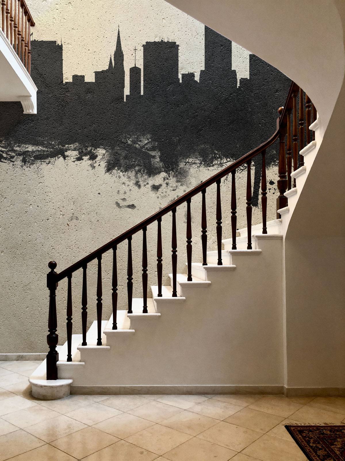Lincoln Nebraska Skyline Concrete Mural Wallpaper - room preview 06