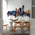 Indianapolis Indiana Skyline Blue & Bronze Mural Wallpaper - room preview 06