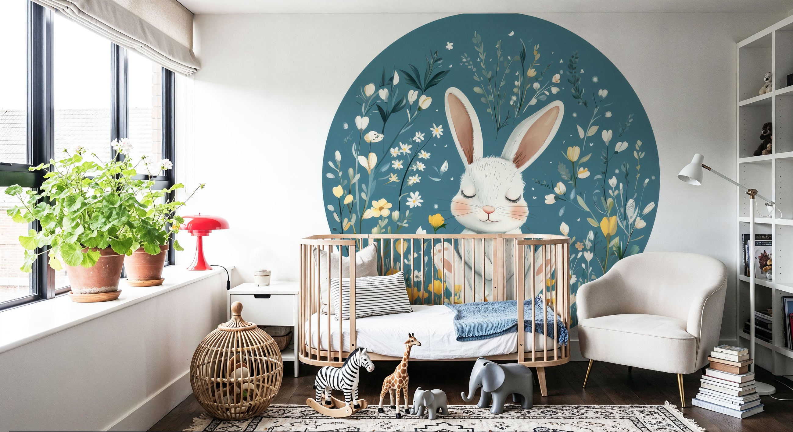 Cute Rabbit Mural Wallpaper