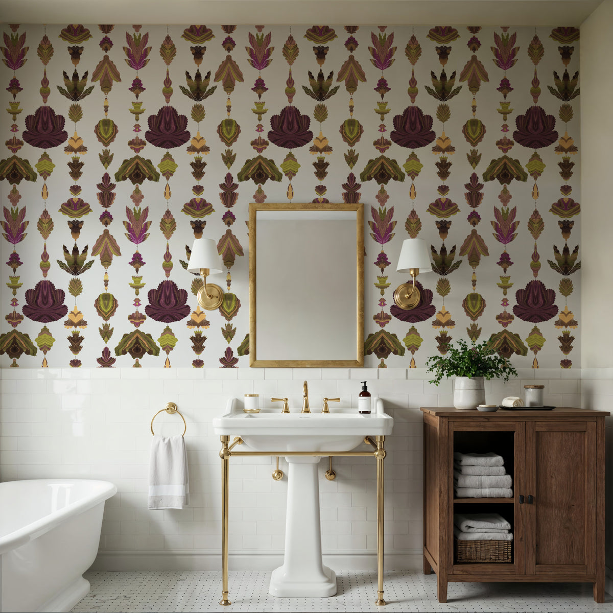 Marble Flowers, Mulberry Mural Wallpaper - room preview 06