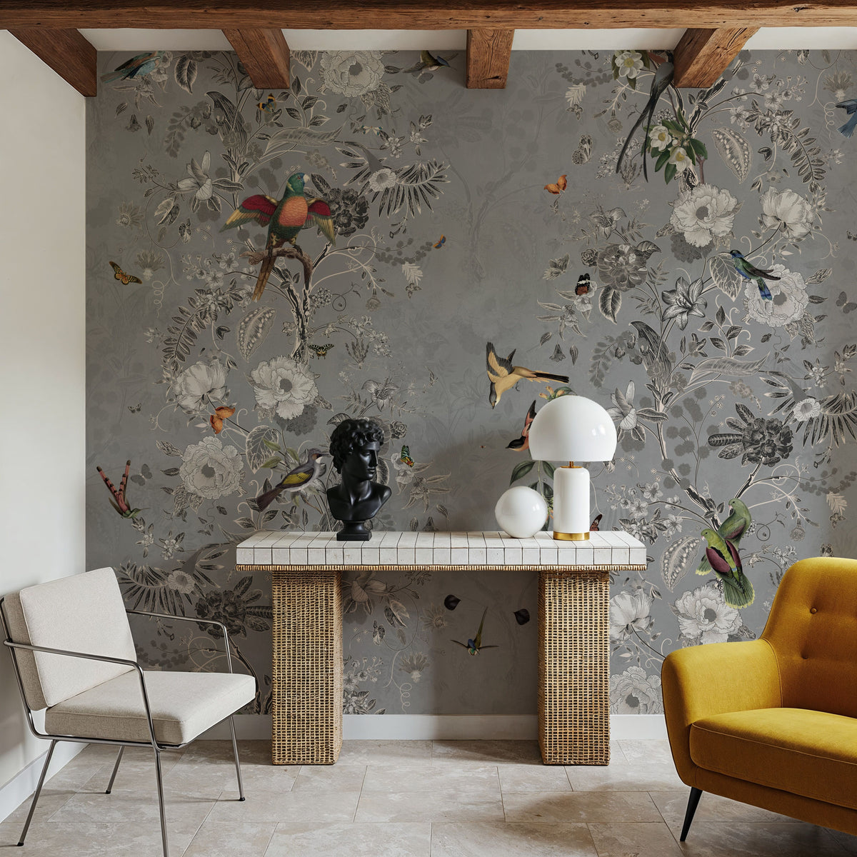 Garlands & Birds Mural Wallpaper - room preview 06