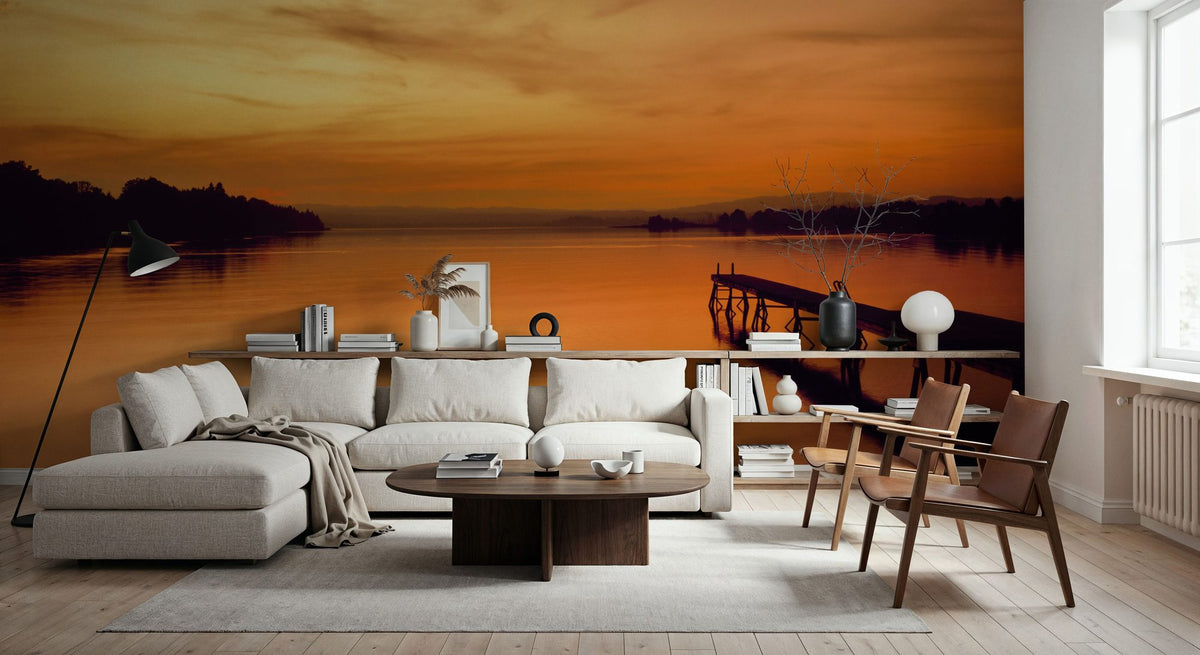 Golden Harbor Sunset Mural Wallpaper - room preview 06