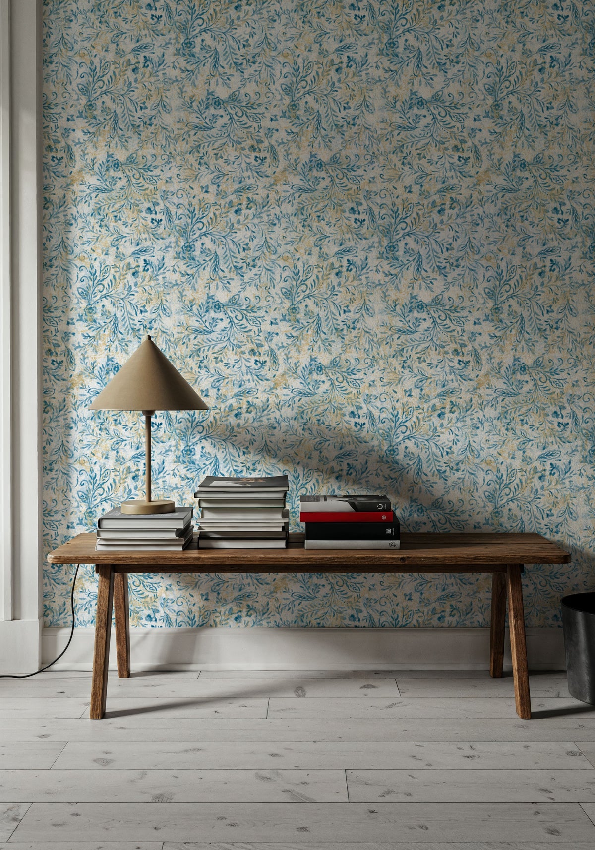 Rustic Flowers Blue Mural Wallpaper - room preview 06