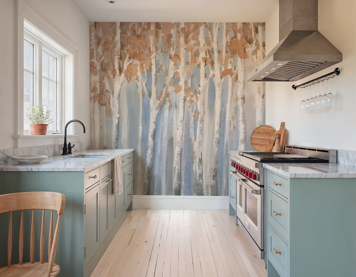 Fall Birch Mural Wallpaper - room preview 06