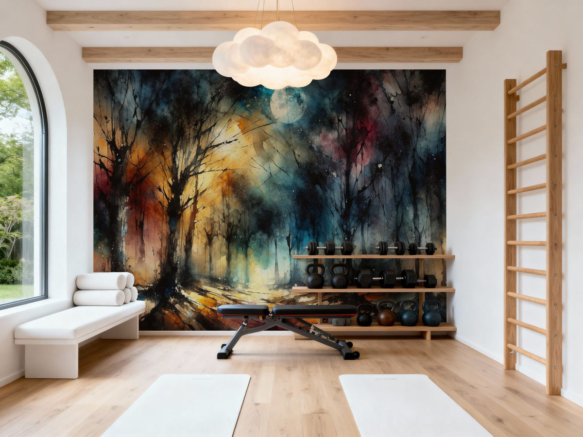 Moonlit Enchanted Forest Mural Wallpaper - room preview 06