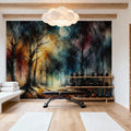 Moonlit Enchanted Forest Mural Wallpaper - room preview 06