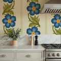 Floral Stripe, Blue Mural Wallpaper - room preview 06