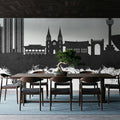 Daegu South Korea Skyline Black & White Mural Wallpaper - room preview 06