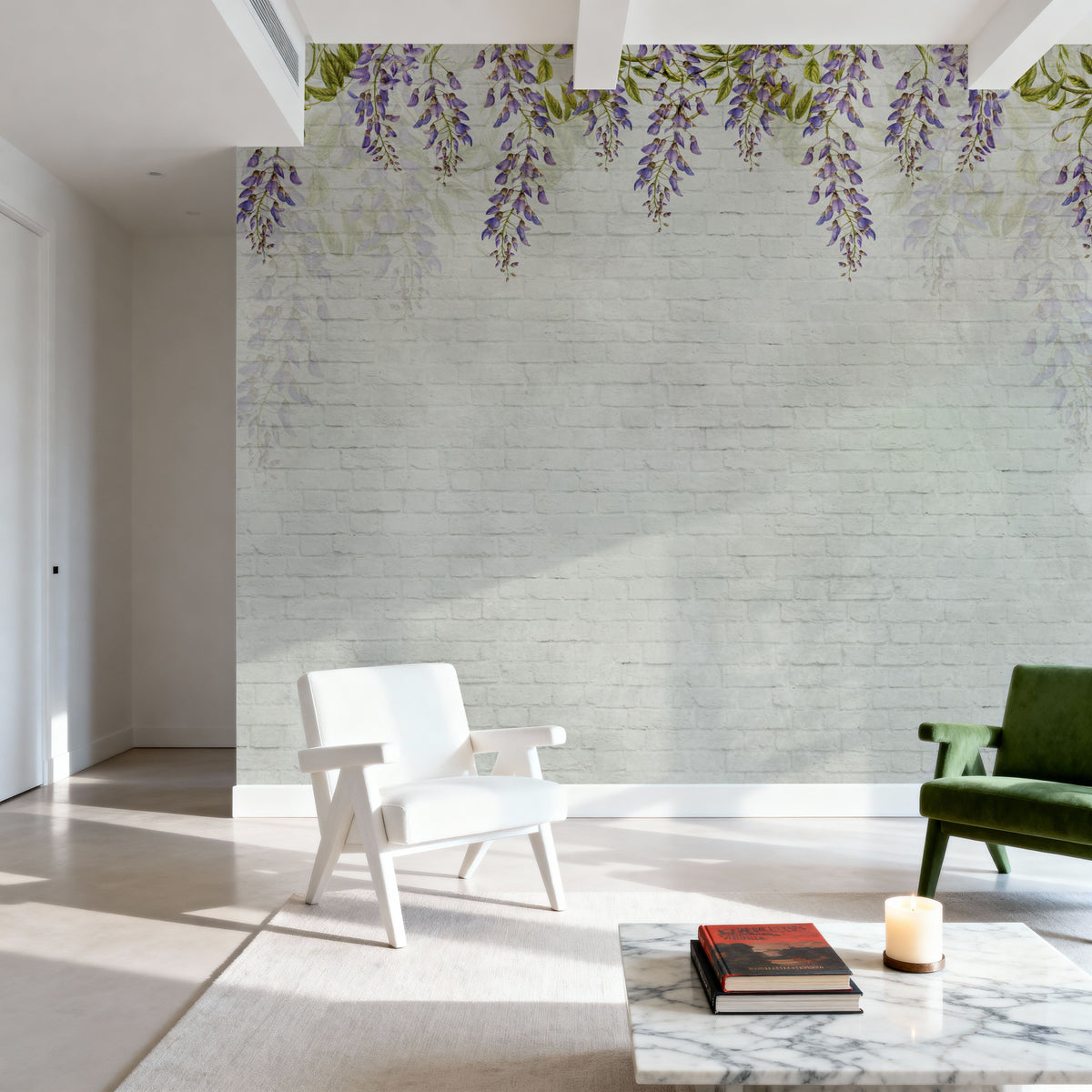 Welcome to Our Theatre, White Bricks Mural Wallpaper - room preview 06