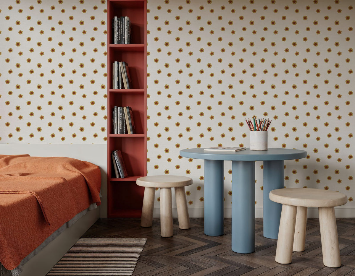 Autumn Buds White Mural Wallpaper - room preview 06