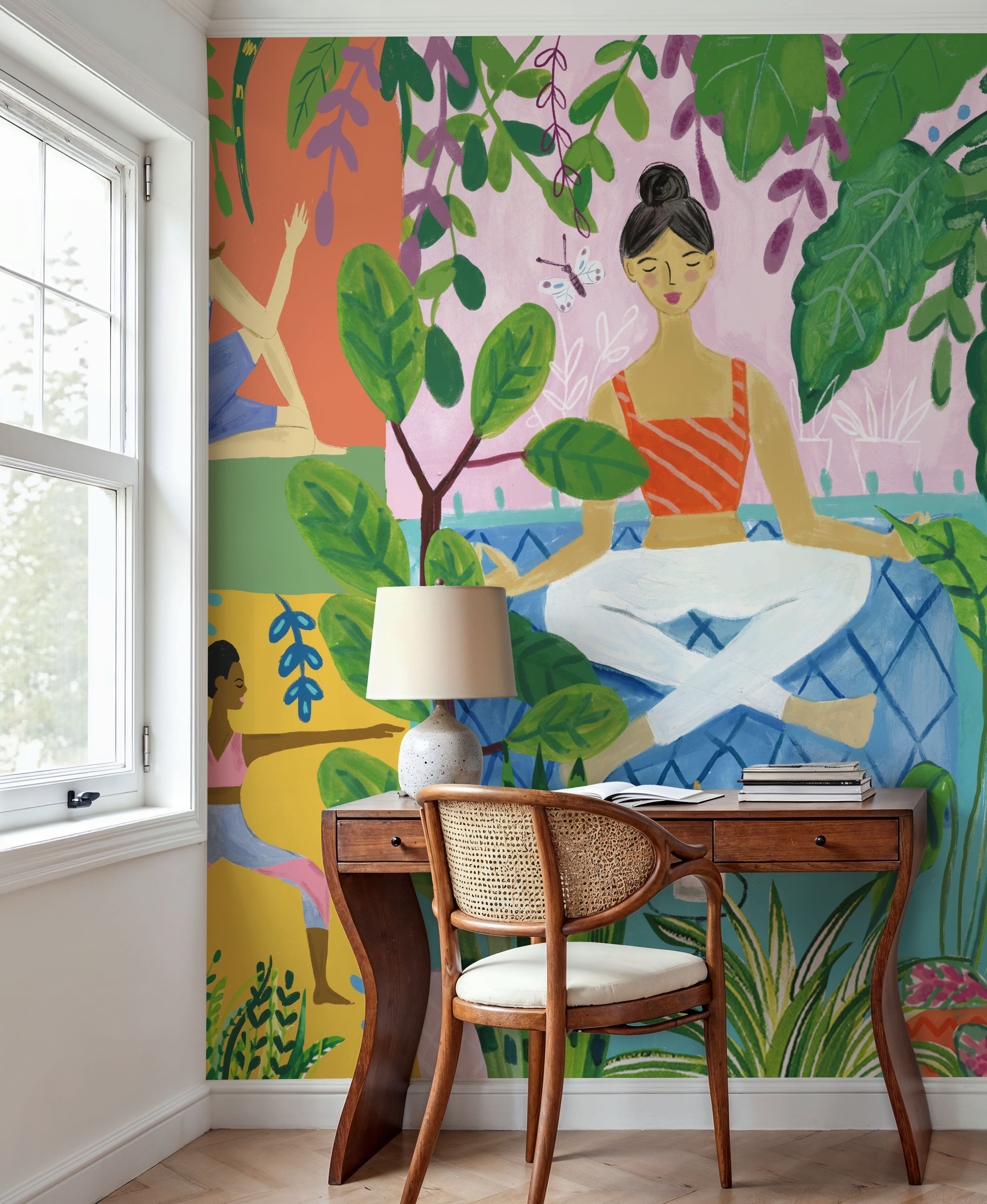 Yoga Plants Mural Wallpaper