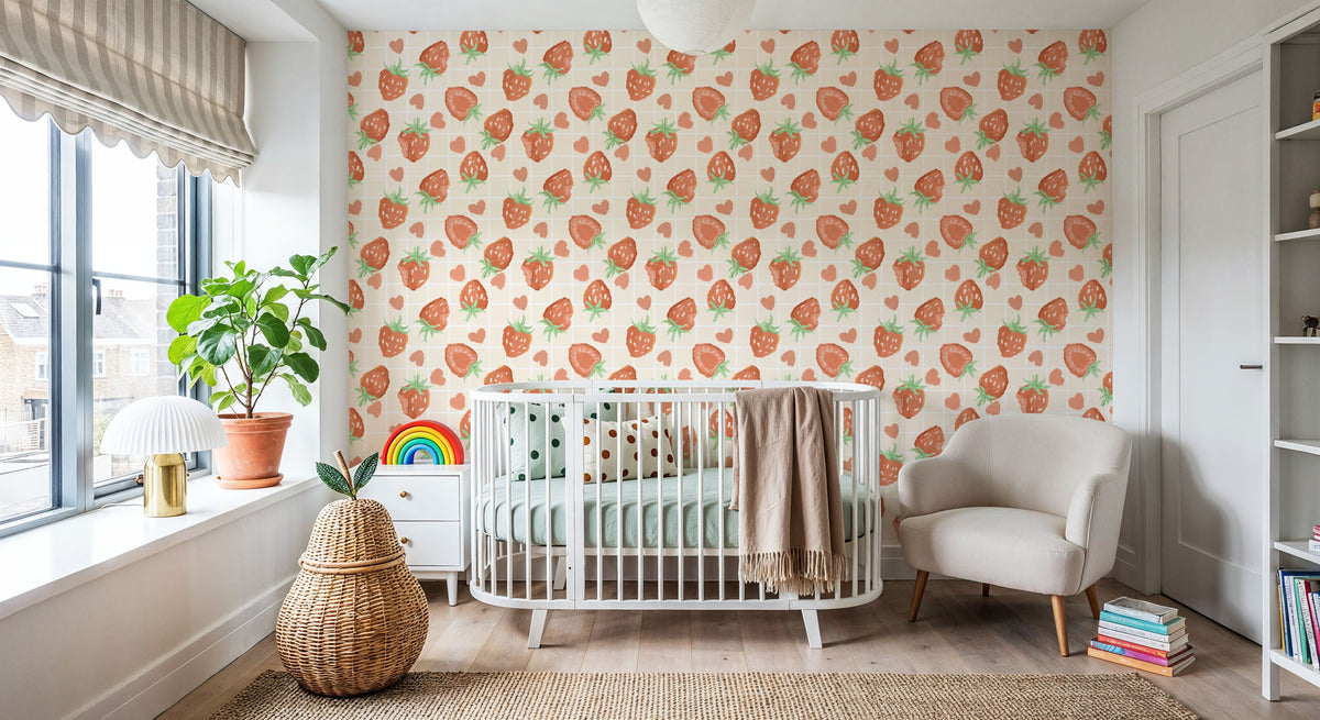 Heartful Strawberries Mural Wallpaper - room preview 06