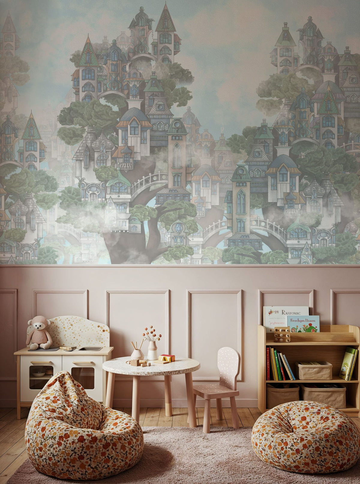 Treehouse Neighborhood Fade Mural Wallpaper - room preview 06