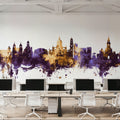 Jerez Spain Skyline Purple & Gold Mural Wallpaper - room preview 06
