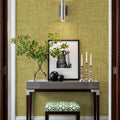 Mottled Linen Effect, Sunflower Yellow Mural Wallpaper - room preview 06