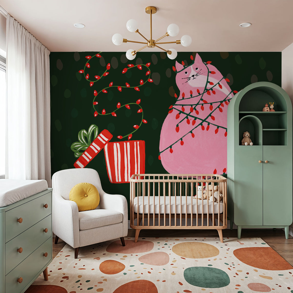 Mischief Kitty Christmas III Mural Wallpaper - room preview 06