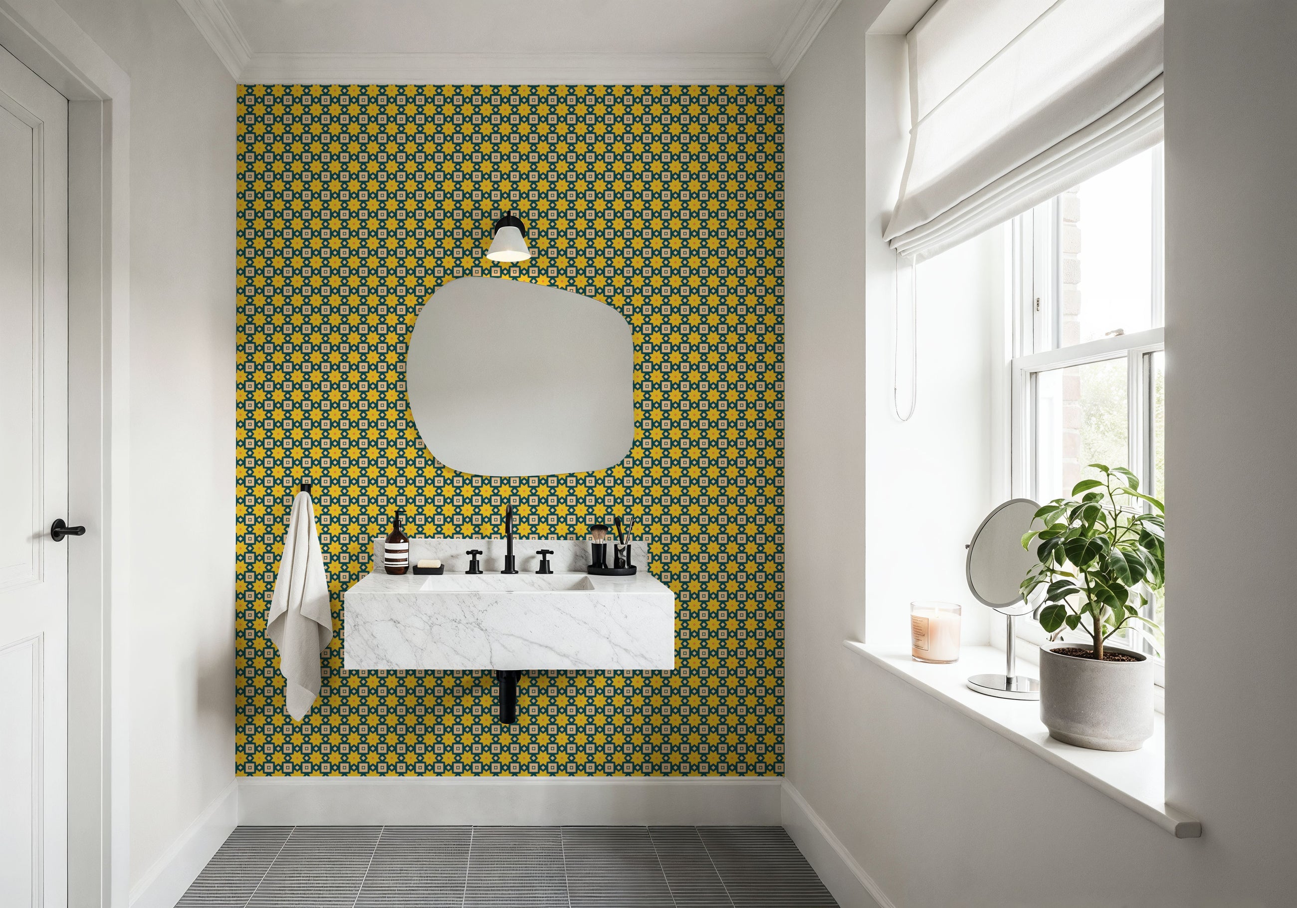 Kaleidoscope Stars and Squares Mural Wallpaper