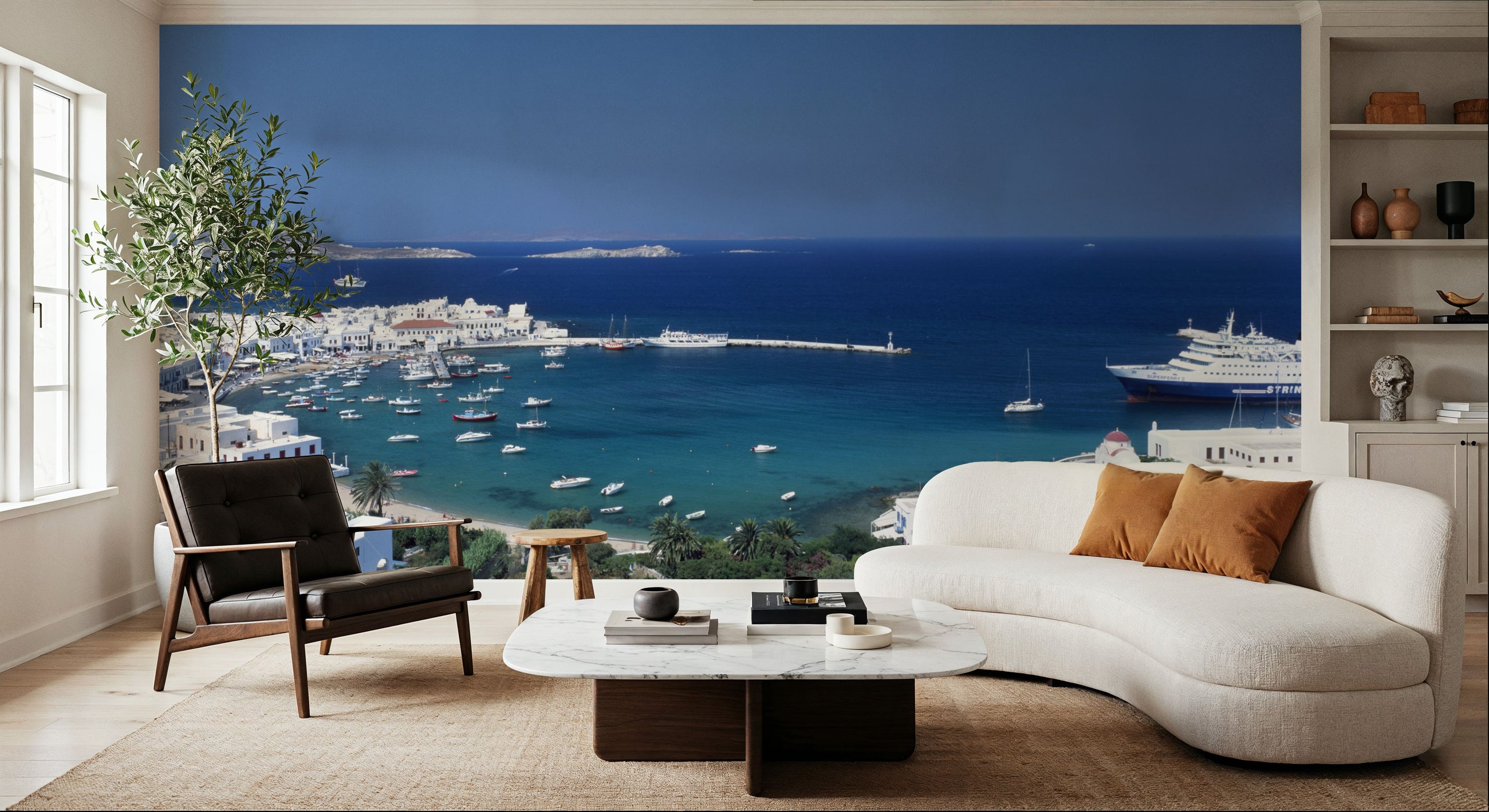 Aegean Harbor Mural Wallpaper