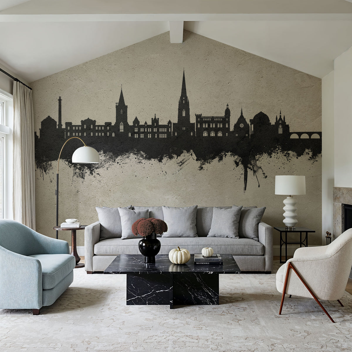 Perth Scotland Skyline Concrete Mural Wallpaper - room preview 06