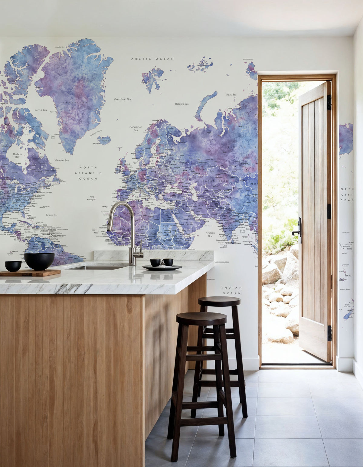 World Map Cities - Raul Mural Wallpaper - room preview 06