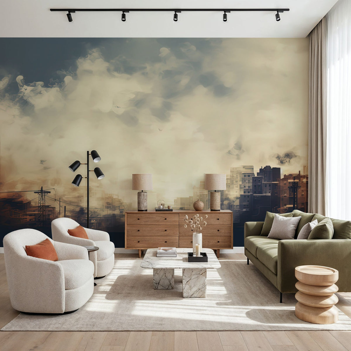 Sunny Cloudy Weather Mural Wallpaper - room preview 06
