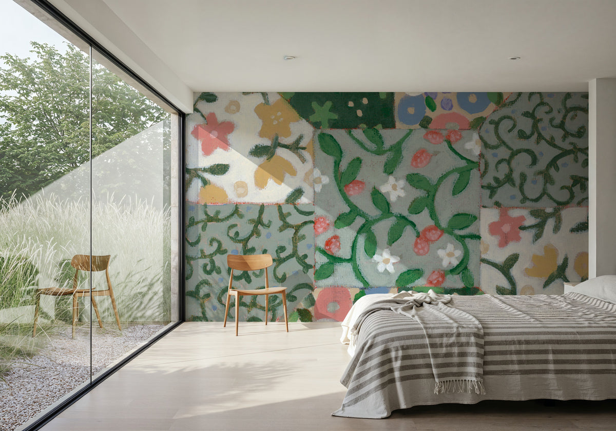 Quilted Floral III Mural Wallpaper - room preview 06