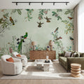 Fields of Birds and Flowers Mural Wallpaper - Neutral Tone - room preview 06