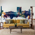 Telford England Skyline Blue & Bronze Mural Wallpaper - room preview 06
