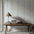 Watercolor Stripes Indigo Mural Wallpaper - room preview 06