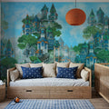 Treehouse Neighborhood Cool Bright Mural Wallpaper - room preview 06