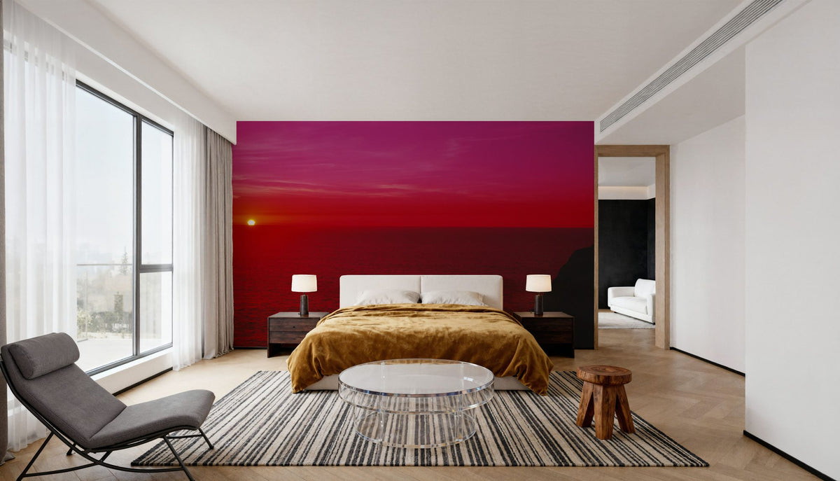 Crimson Horizon Mural Wallpaper - room preview 06
