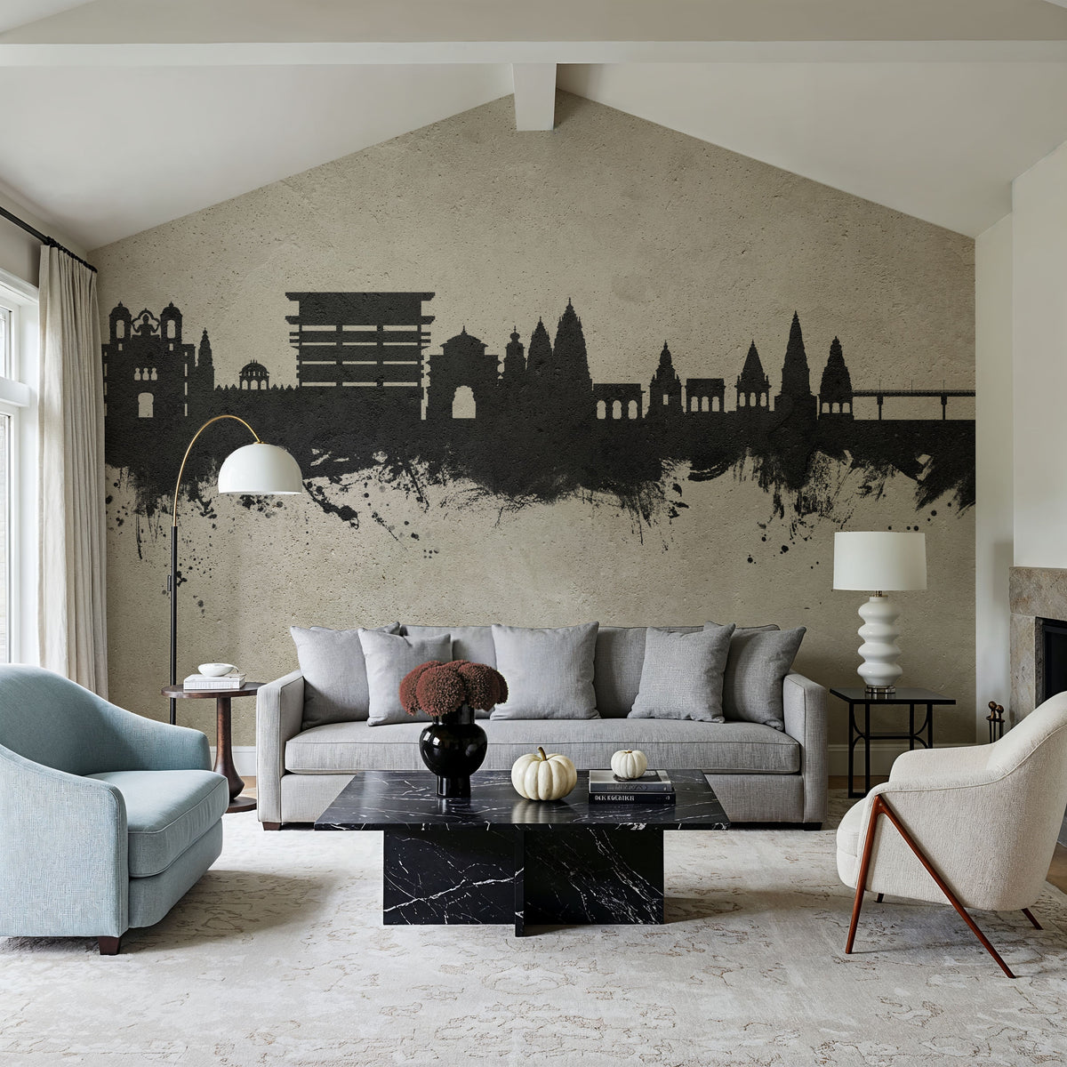 Pandharpur India Skyline Concrete Mural Wallpaper - room preview 06
