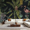 Monkeys with Birds, Dark Mural Wallpaper - room preview 06