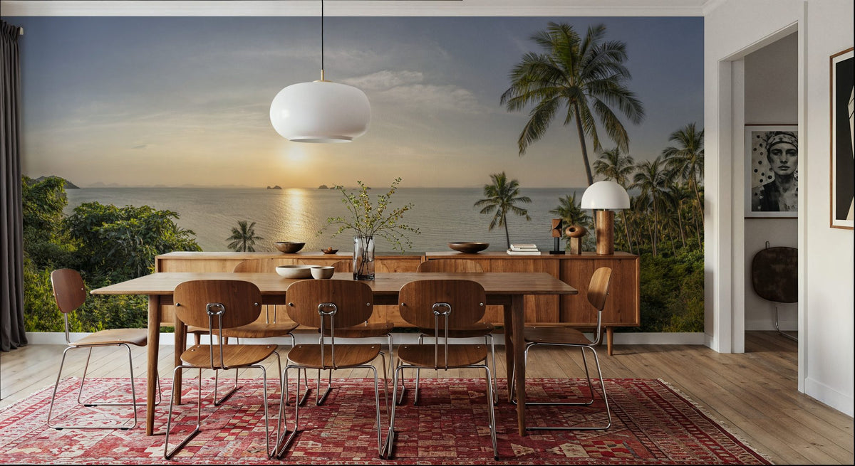 Golden Palm Shore Mural Wallpaper - room preview 06