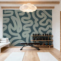Modern Abstract, Teal Mural Wallpaper - room preview 06