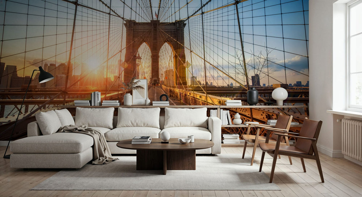 Brooklyn Bridge Sunset Mural Wallpaper - room preview 06