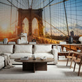 Brooklyn Bridge Sunset Mural Wallpaper - room preview 06