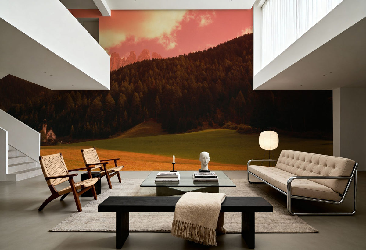 Mountain Church Sunset Mural Wallpaper - room preview 06