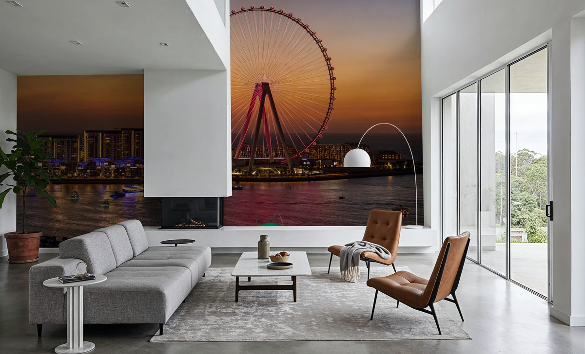 Sunset Ferris Wheel Mural Wallpaper - room preview 06