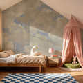 Painted Dreamy Clouds, Bright Mural Wallpaper - room preview 06