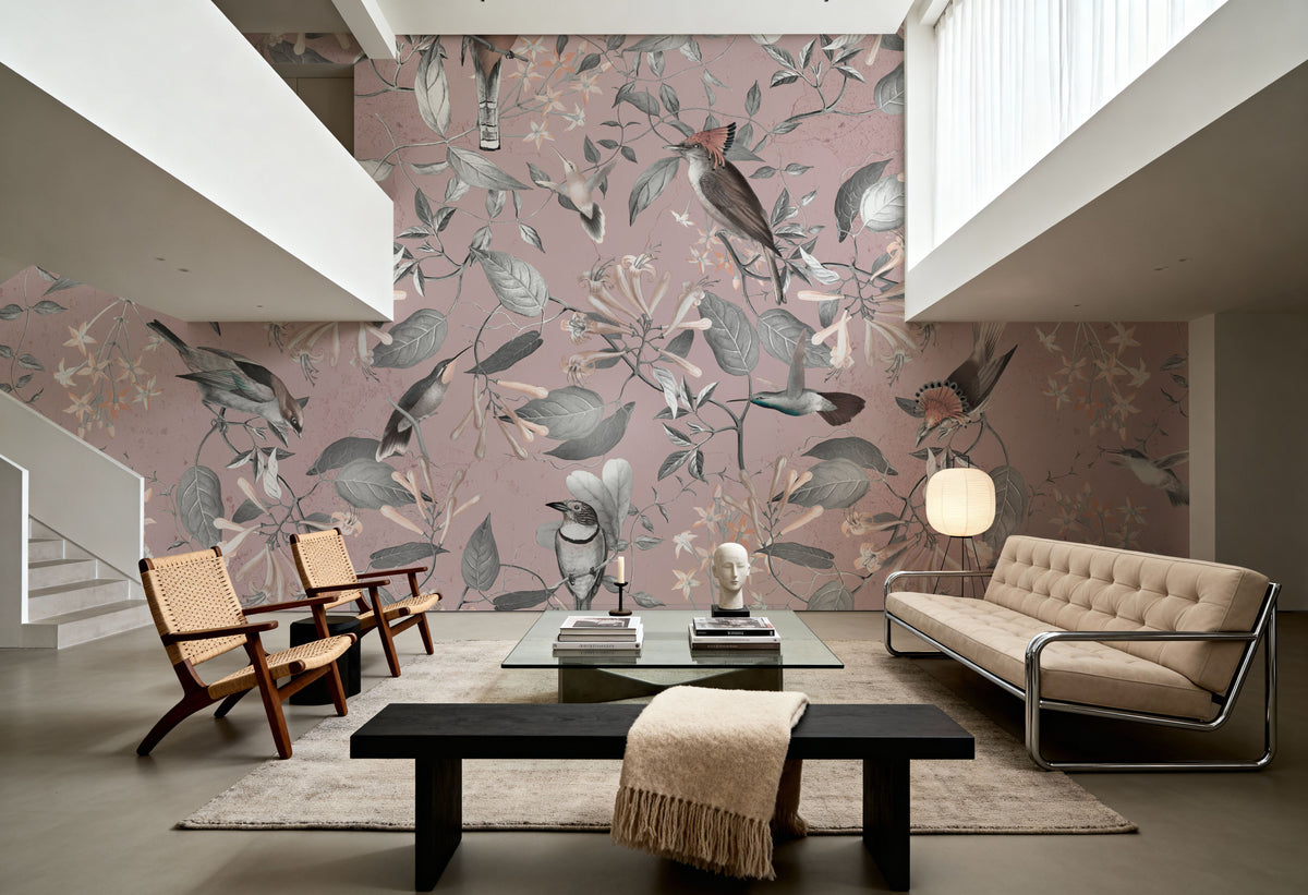 Tescoma Birds of Beauty Mural Wallpaper - Neutral Tone - room preview 06