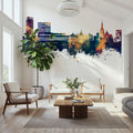 Umeå Skyline Blue & Bronze Mural Wallpaper - room preview 06