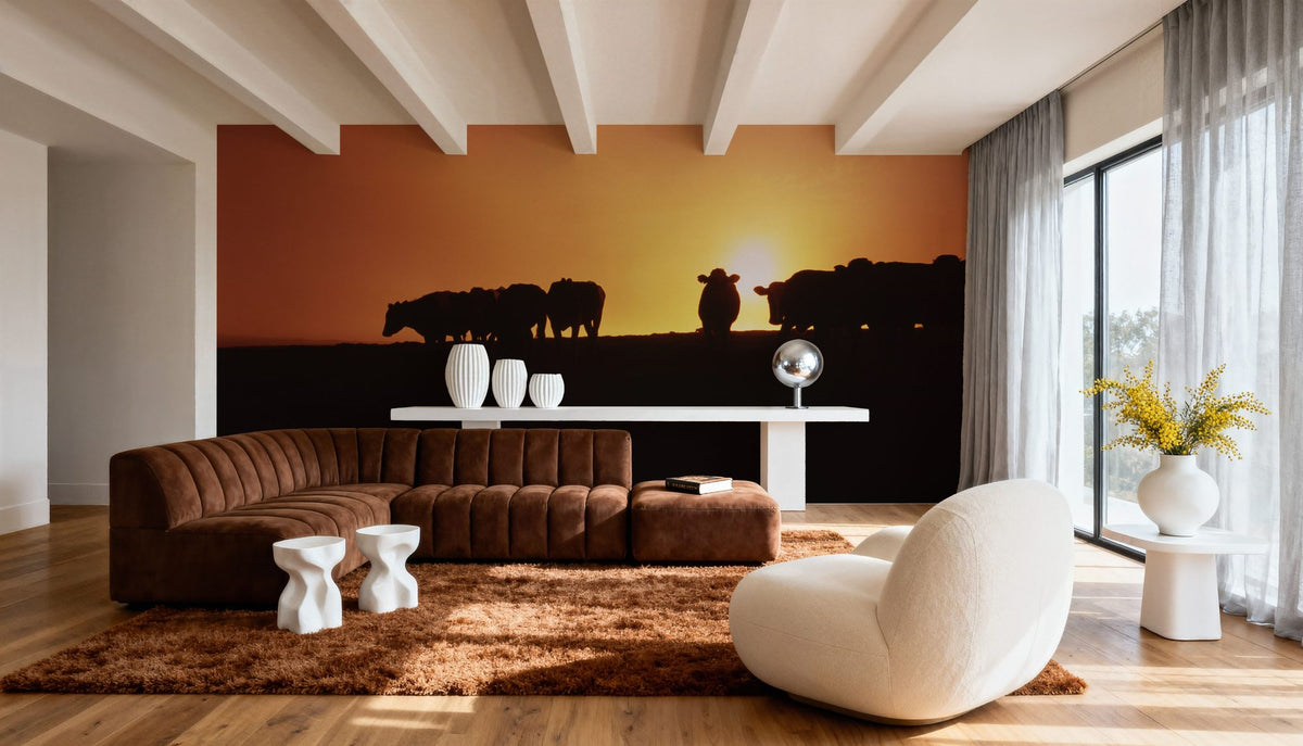 Hillside Cattle Sunset Mural Wallpaper - room preview 06