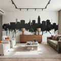 Lincoln Nebraska Skyline Black & White Mural Wallpaper - room preview 06