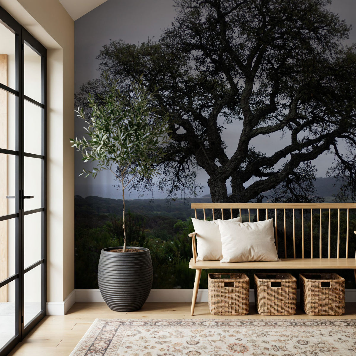 The Old Tree Mural Wallpaper - Neutral Tone - room preview 06