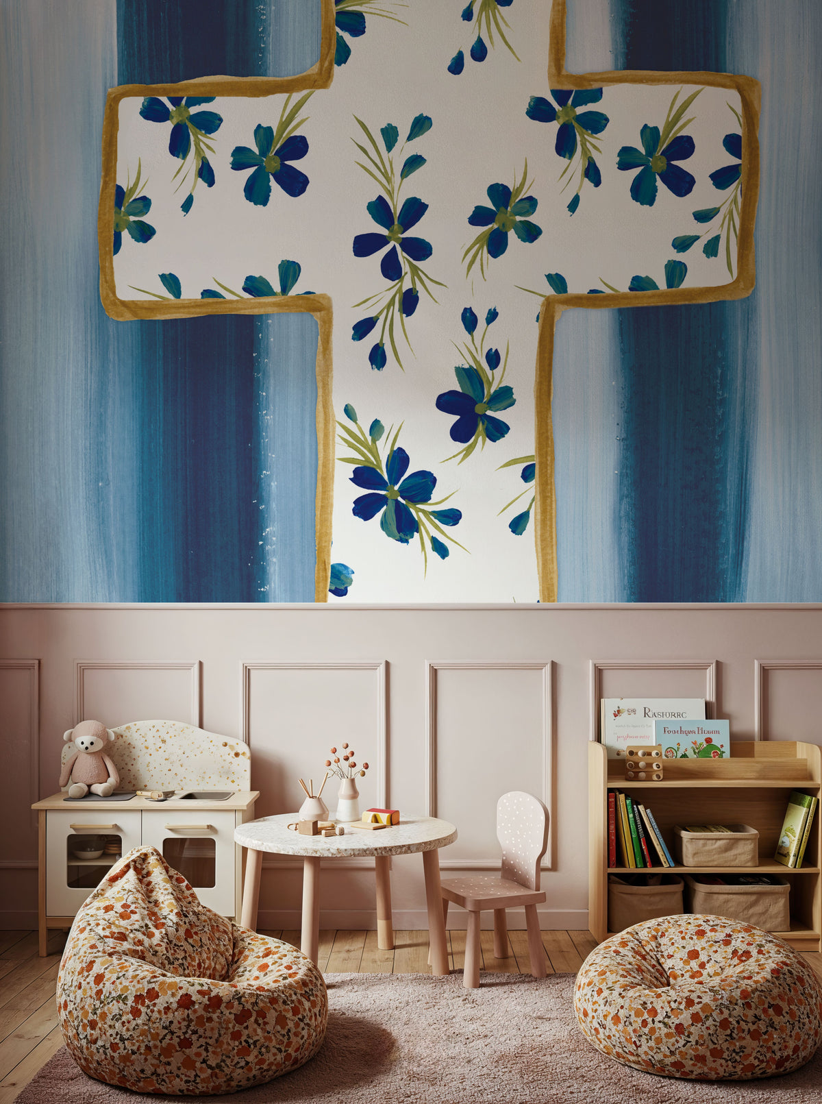 Floral Cross II Mural Wallpaper - room preview 06
